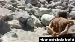 A man accused of fighting with anti-Taliban forces in Panjshir Valley is shown before being shot in an image posted in March.