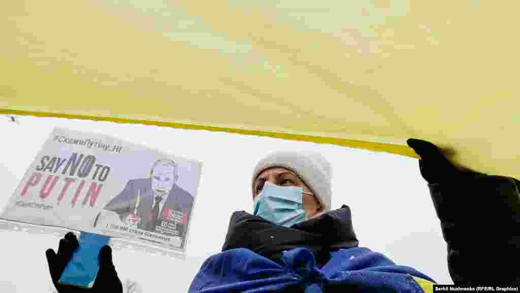 «Мета Путіна – відновити Радянський Союз, мета Путіна – знищити світові альянси, мета Путіна – занурити світ у хаос. Наше завдання – зупинити це, не допустити цього, наше завдання – сказати Путіну ні. Путін проводить геноцид кримських татар, Путін розпочав війни по всьому периметру колишнього Радянського союзу. Сьогодні ми бачимо вторгнення російських військ у Казахстан, ми бачили війни проти Грузії, триває війна в Україні, яку розпочав Путін», – зазначають організатори акції. Росія заперечує свою участь у війні на Донбасі. Західні та українські спільноти розслідувачів і журналісти виявили численні факти підтримки конфлікту з боку Росії 