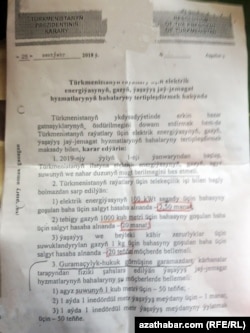 Prezidentiň gaz, suw, tok we duz mugtçulygyny ýatyrmak baradaky karary