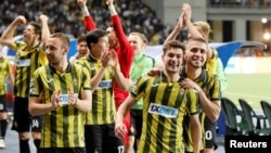 "Қайрат" Чемпиондар лигасының іріктеуде шотландиялық "Селтик" клубын жеңіп, негізгі кезеңге шыққан сәт. Алматы. 27 тамыз 2025 жыл.