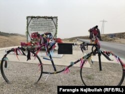 A memorial honoring the victims of the July terrorist attack in Danghara, Tajikistan.