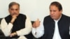 Nawaz Sharif (right), leader of the Muslim League Nawaz Group, and his brother Shahbaz Sharif in Lahore on February 25