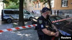 Ուկրաինա - Խորհրդարանի նախկին խոսնակ Անդրեյ Պարուբիի սպանության վայրում, Լվով, 30-ը օգոստոսի, 2025թ. 