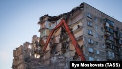 The site of the explosion on December 31 in Magnitogorsk, blamed on a natural-gas leak. Thirty-nine people were killed.