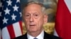 U.S. Defense Secretary James Mattis speaks to journalists during a press conference in London on March 31.