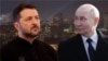 Владимир Зеленский, раисҷумҳури Украина (чап) ва Владимир Путин, президенти Русия (рост). Коллаж