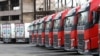 Armenia - Heavy trucks belonging to the Spayka company are parked in Yerevan, April 19, 2017.