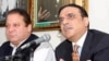 Nawaz Sharif (left) and Asif Ali Zardari at the press conference on August 7