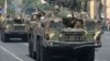 Armenia - 9K72 (Scud-B) ballistic missiles are demonstrated during a military parade in Yerevan, 21Sep2011.