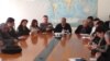 Armenia - Raffi Hovannisian (C) and senior members of his Zharangutyun party discuss upcoming parliamentary elections, 18Mar2012.
