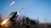 Установка залпового вогню «Град» російських гібридних сил в окупованій Горлівці Донецької області, 13 лютого 2015 року