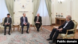 Iran- Iranian President Masoud Pezeshkian (right) meets Armen Grigorian, secretary of Armenia's Security Council, in Tehran August 30, 2025.
