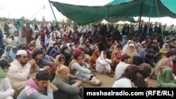 A view of the sit-in protest in the rural town of Jani Khel in Pakistan's northwestren province of Khyber Pakhtunkhwa.
