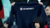 Bulgarian fans at the game deride UEFA's "Respect" campaign aimed at curbing racism in soccer.